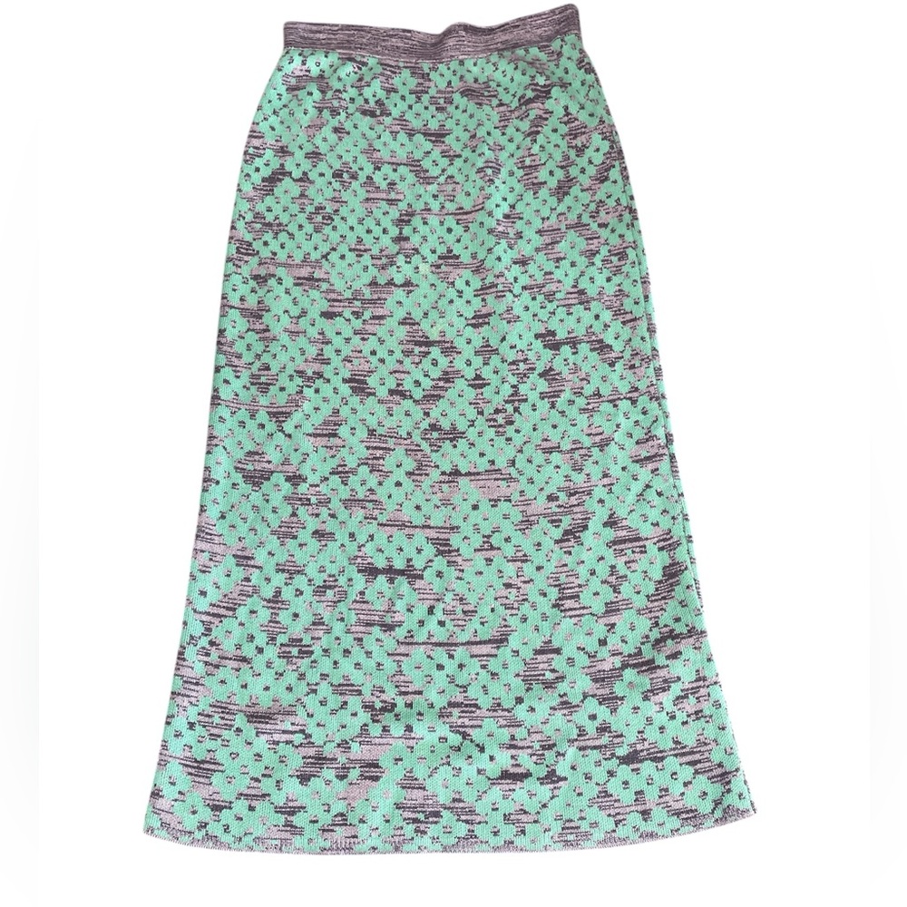 Maeve for Anthro Sea foam patterned knit skirt